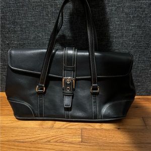Vintage Coach Black Leather Bag Hampton